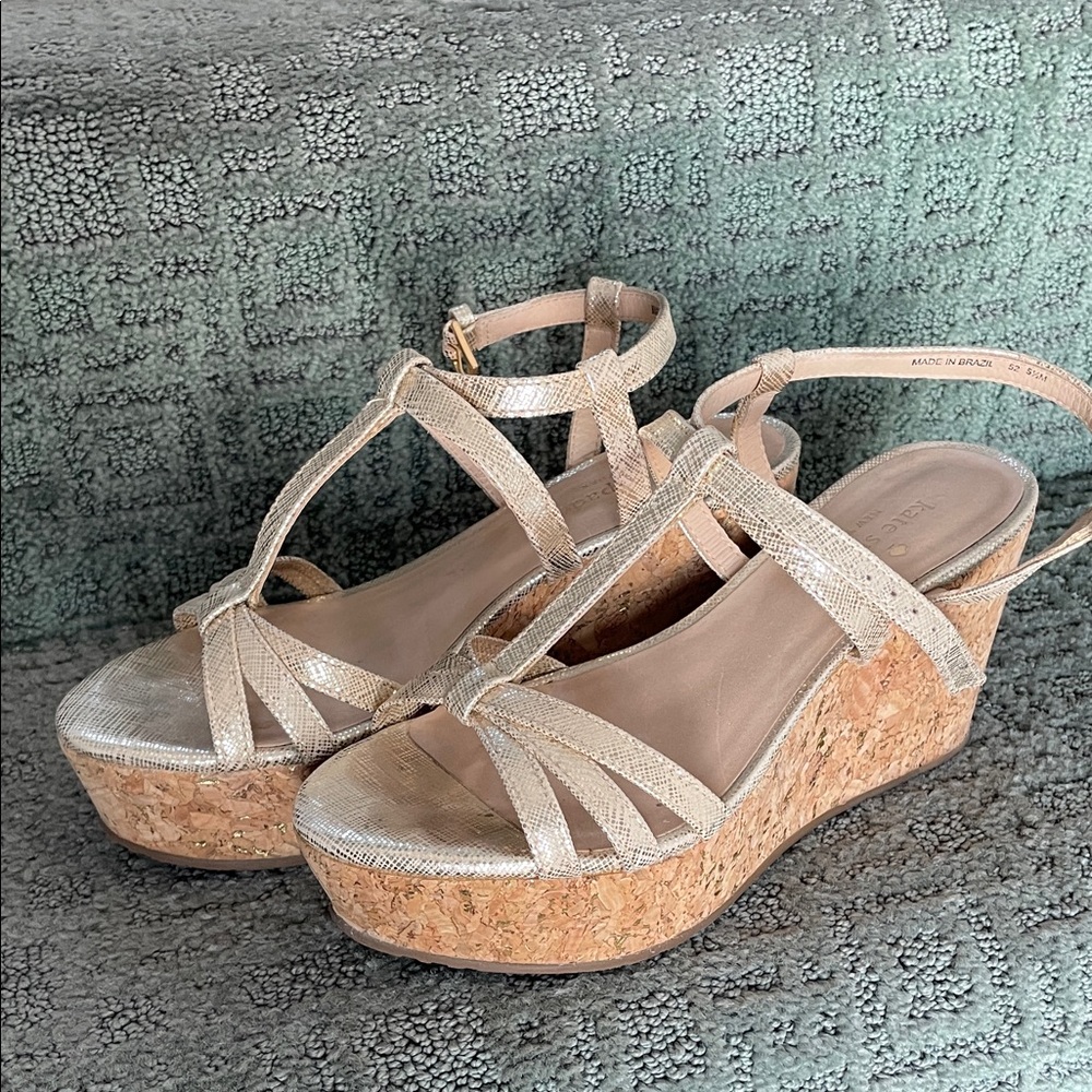 Kate Spade gold Wedge Sandals